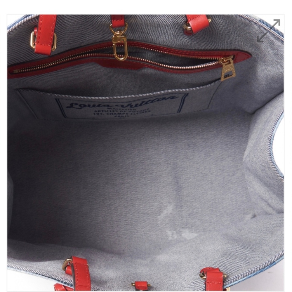 ❗️SOLD❗️2×🎉HP🎉Louis Vuitton Denim Damier Monogram Blue Rouge Onthego GM - Picture 11 of 16